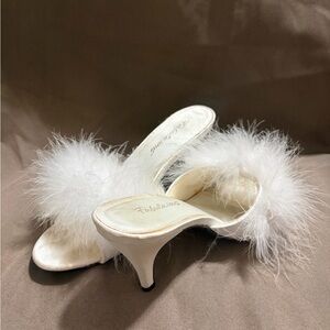 Elegant White Feathered Heels